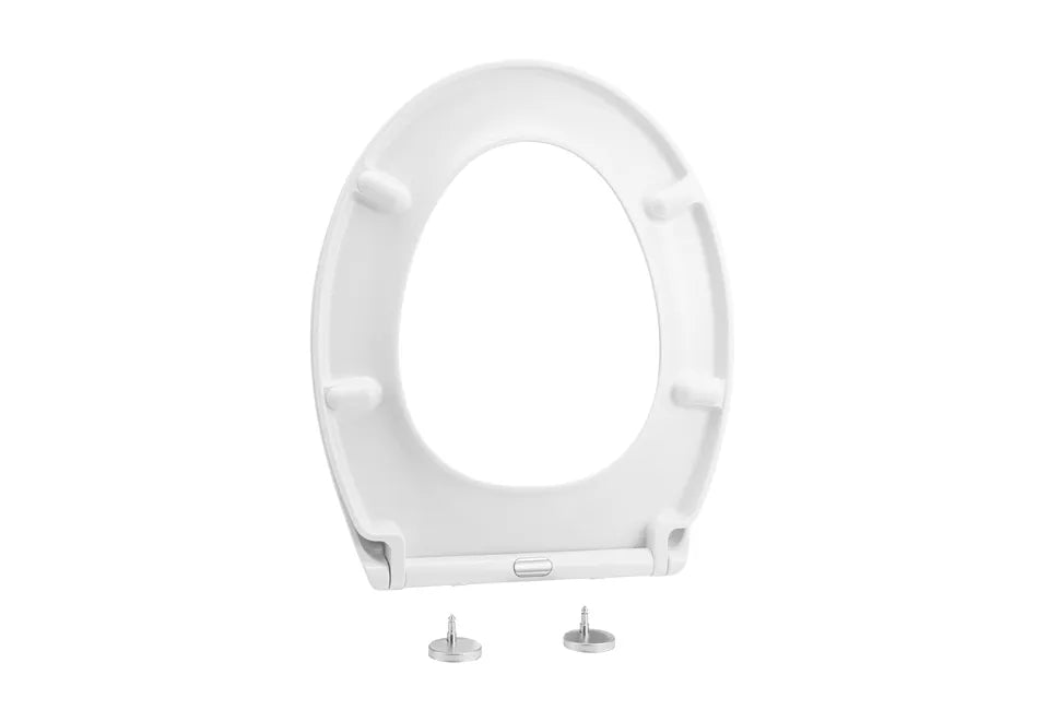 Home&Comfort - Abattant de WC robuste en forme de D avec fermeture souple - Blanc brillant