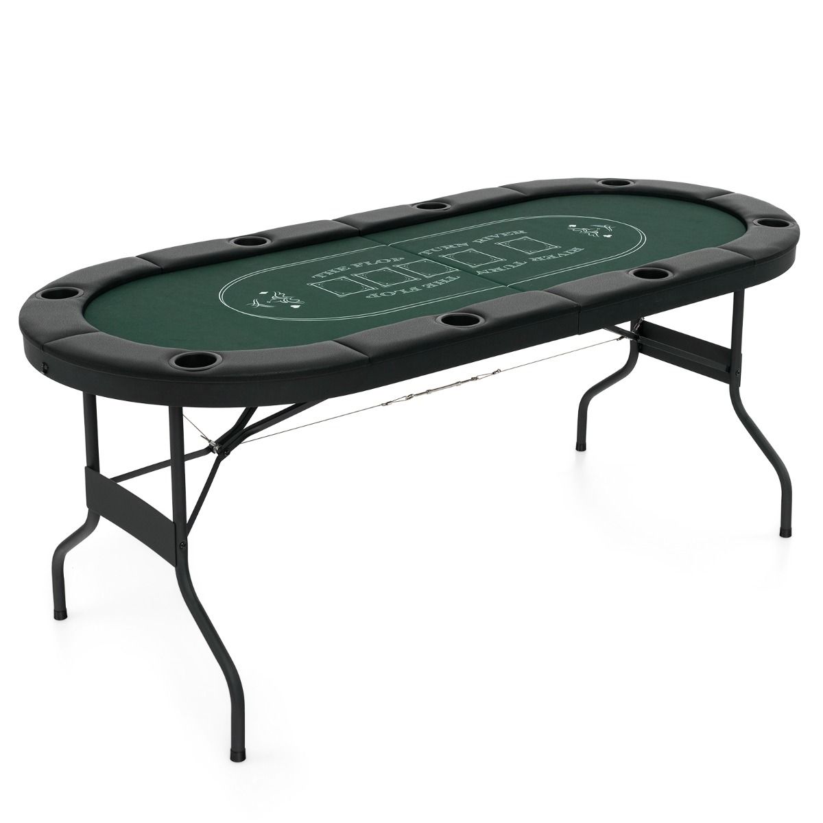 Table de poker pliable COAST- 182x82x75 cm - Pour 8 joueurs - Noir/Vert