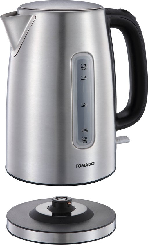 Tomado TWK1709S - bouilloire en acier inoxydable - capacité de 1,7 litre - 2200W - filtre anti-calcaire - indicateur de niveau d'eau