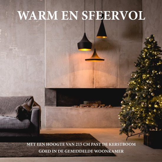 Giftsome Christmas Tree - Arbre de Noël artificiel avec lumières Led - Branches pliables - Lumière blanche chaude - 215 CM - Vert
