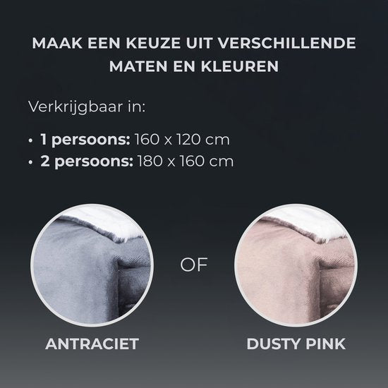 Couverture chauffante - STAUS&BACH - Couverture électrique - 2 personnes (160W) - Avec minuterie - 9 niveaux de chaleur - 180x160 cm - Anthracite