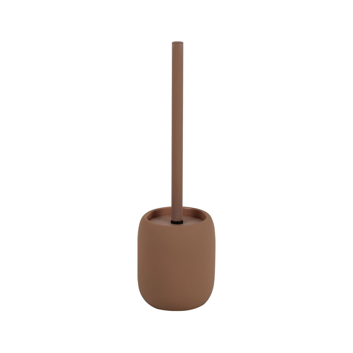 Ensemble de salle de bain en céramique Furnihaus, 4 pièces – Marron avec revêtement en caoutchouc – Accessoires de salle de bain en grès