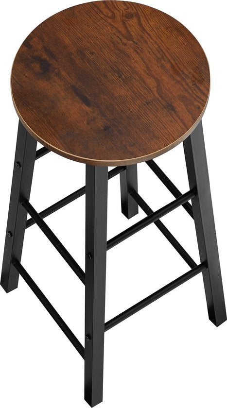 tectake - 2 tabourets de bar Keynes industrial dark brown - 404348