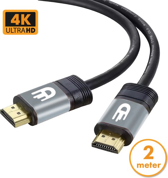 Drivv. Câble HDMI Premium 2.0 - Ultra HD 4K 60 Hz - HDMI vers HDMI - Convient à Xbox Series X & PS5 - 2 mètres - PVC - Gris