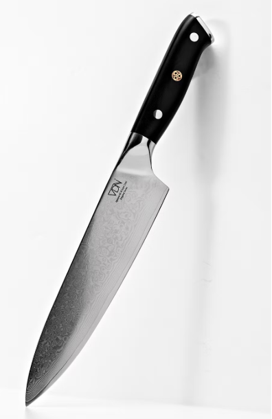 Couteau de chef VDN Elegance Damask 21 cm - manche noir, acier inoxydable