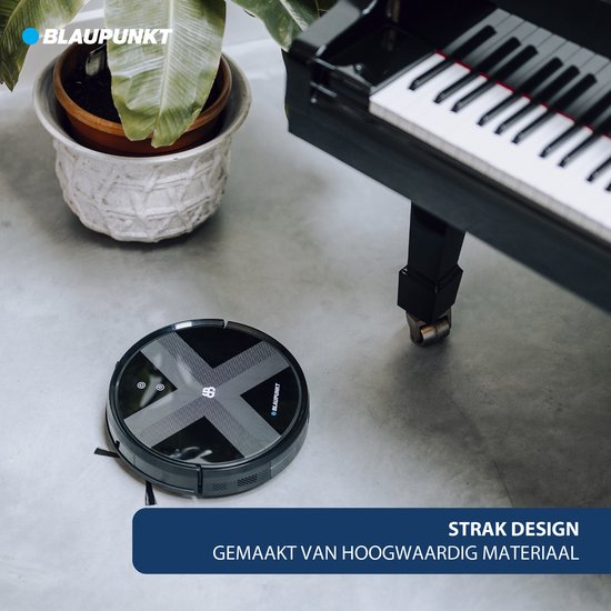 Blaupunkt Bluebot XVAC BPK-VCBB1XVBWT - Robot aspirateur avec fonction balayage - Station de recharge - Navigation gyroscopique intelligente - avec réservoir d'eau