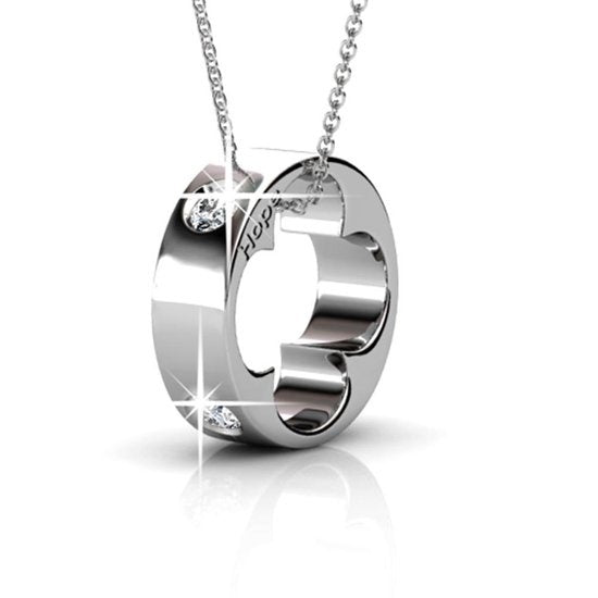 Yolora Collier pour femmes avec pendentif et cristaux Kalpa Camaka - couleur argent - plaqué or blanc 18K - boîte cadeau - cadeau de fête des mères