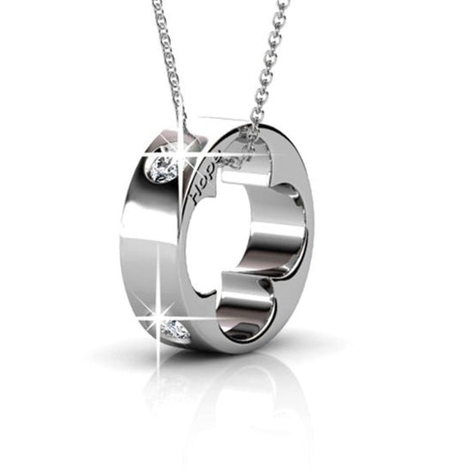 Yolora Collier pour femmes avec pendentif et cristaux Kalpa Camaka - couleur argent - plaqué or blanc 18K - boîte cadeau - cadeau de fête des mères