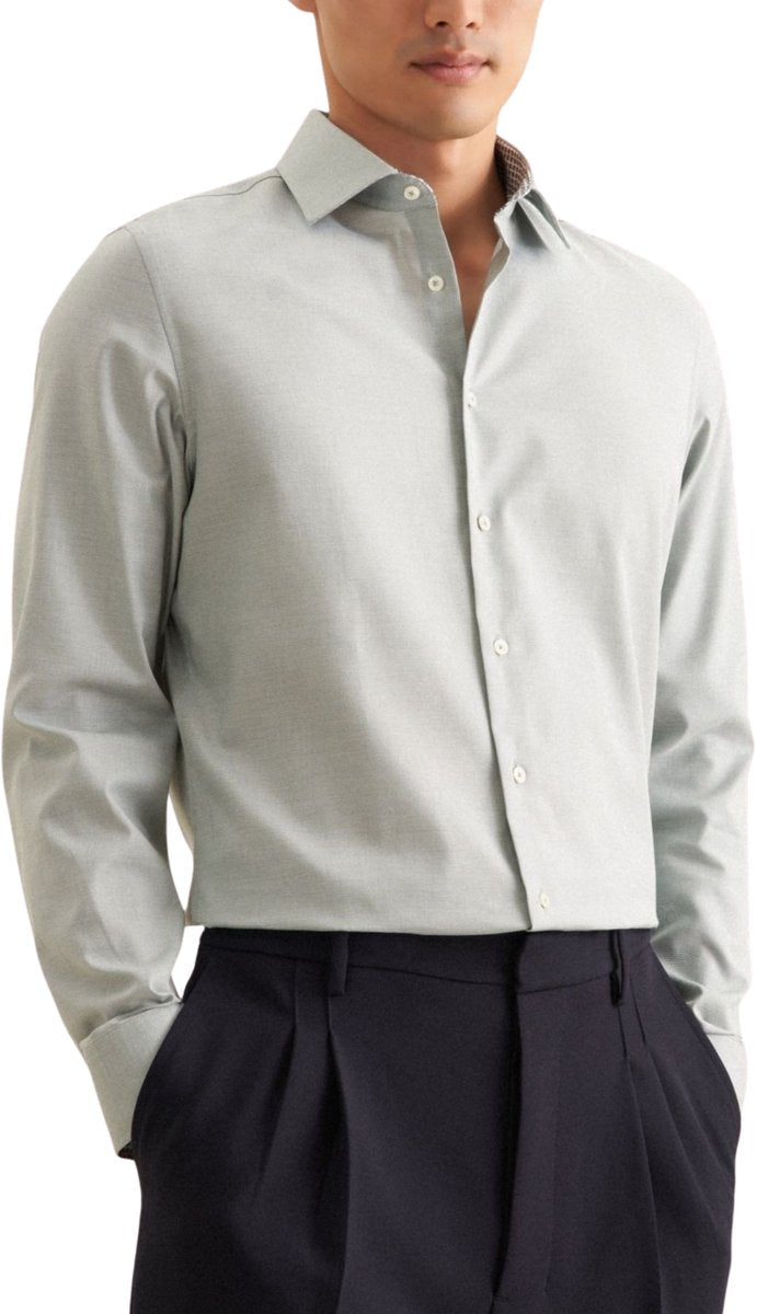 Seidensticker Chemise Hommes Long Arm Shaped Fit Kent Collar Green - Taille 44