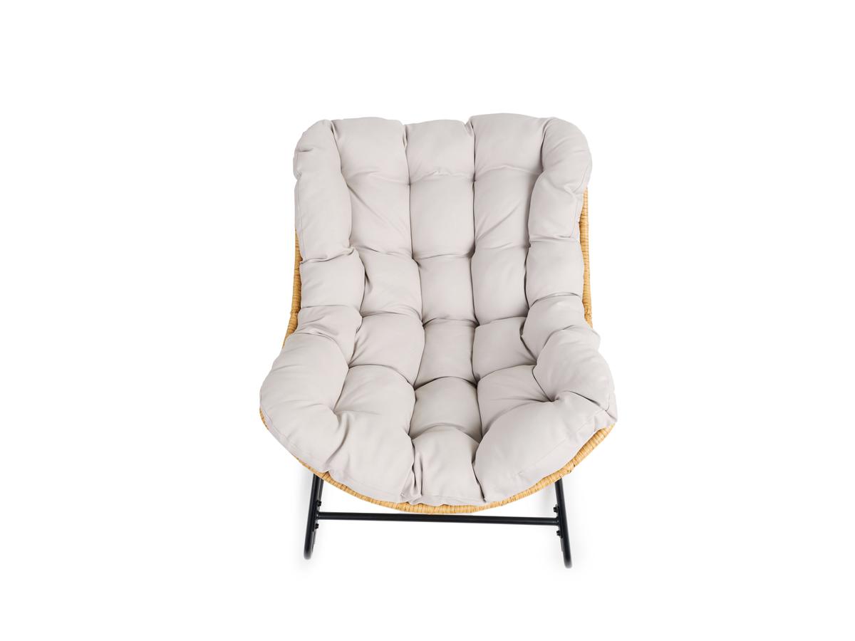 Fauteuil à bascule en rotin Lifa Garden avec coussin - Naturel - 110 x 70 x 90 cm