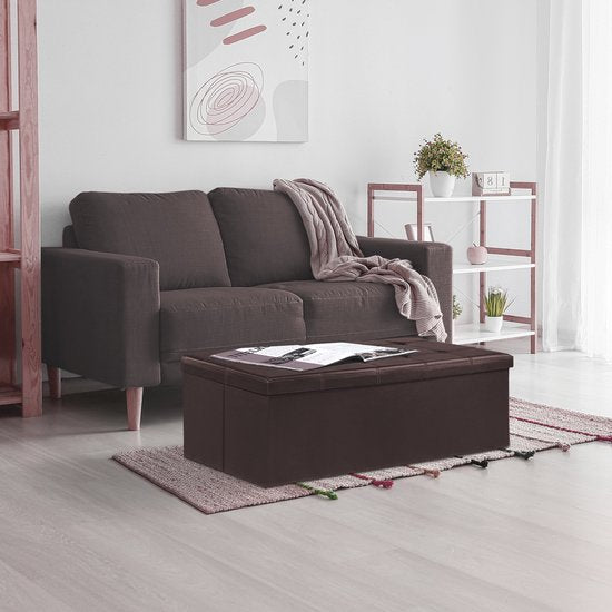Banc de rangement Casaria - 115x40x40cm 131L Faux cuir - Marron