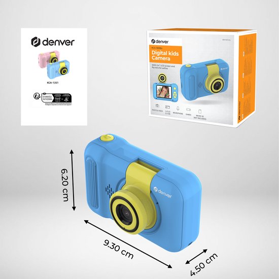 Denver Kids' Camera Full HD - Flip Lens for Selfies - 40MP - Appareil photo numérique pour enfants - Photo et vidéo - Jeux - KCA1351 - Bleu