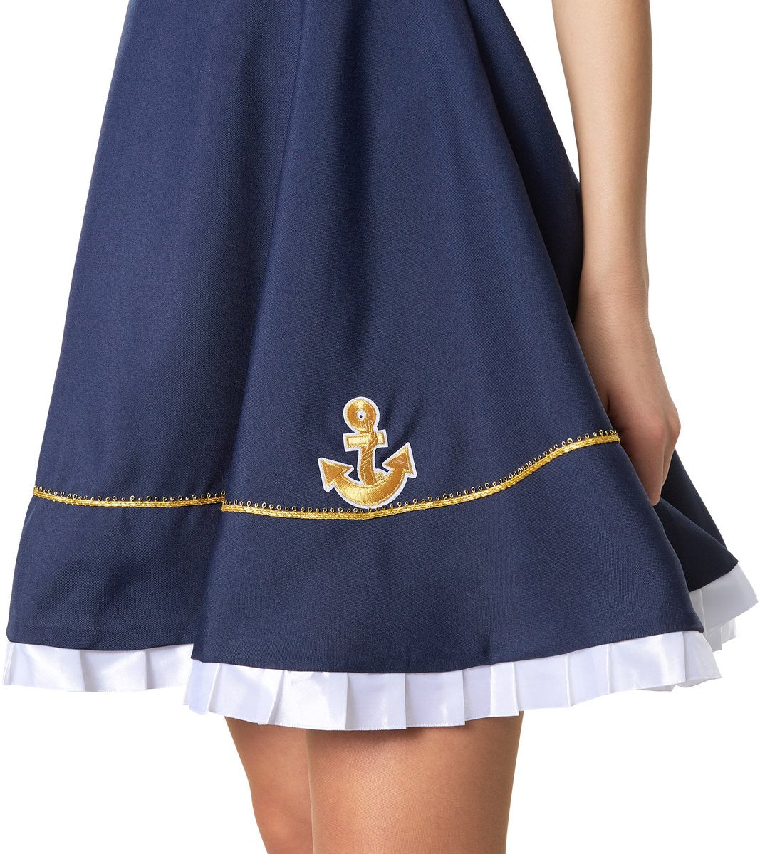 Dressforfun - Costume Femme Castle Lady - Robe longue en satin et velours avec broderies dorées et coiffe - Taille M
