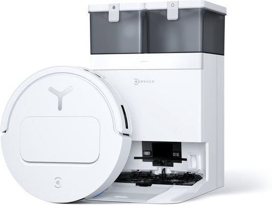ECOVACS - DEEBOT T50 Omni blanc Gen 2 EU - Robot aspirateur et laveur de sol - Puissance d'aspiration de 21 000 Pa - Robot aspirateur autonettoyant avec système de lavage à l'eau chaude - Station de vidage automatique - Adapté aux poils d'animaux
