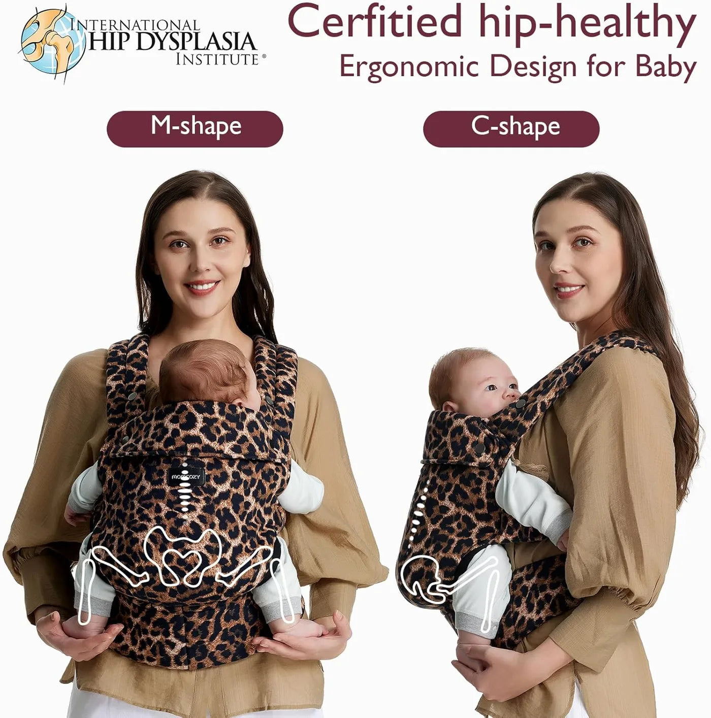 Porte-bébé Momcozy Leopard - 3 en 1 - Ergonomique - 3-20 kg - 100 % coton - Réglable - Lavable