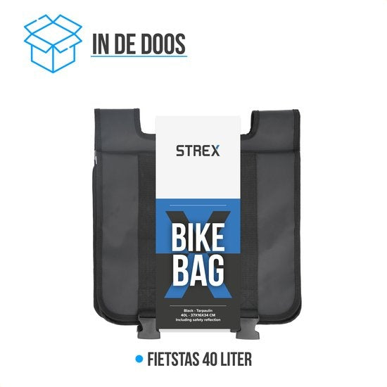 Strex Double Panniers Waterproof - Sac à dos 40 litres - Noir - Avec réflecteurs - Vélo électrique