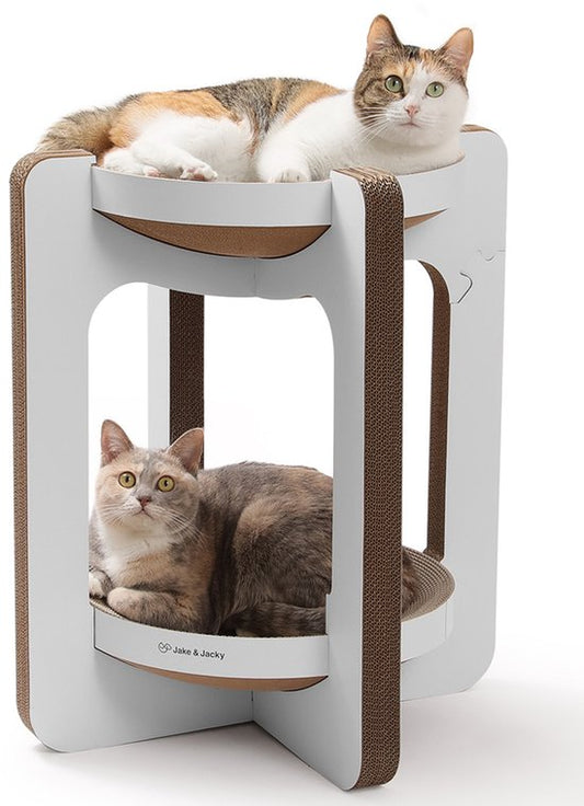 Jake et Jacky - Carton à griffer pour chats - Arbre à griffer en carton - Planche à griffer - Panier à griffer - Meuble à griffer - Tapis à griffer en carton - Panier pour chat - Lit pour chat - Tour pour chat - 52 x 52 x 58 cm