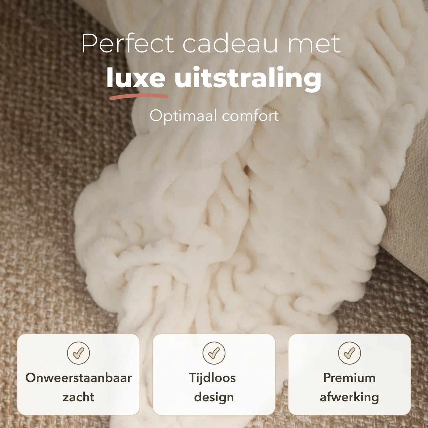 Sjumo Plaid Faux Fur - 150 x 200 cm - Vanilla Cloud - Ultra Soft & Luxurious