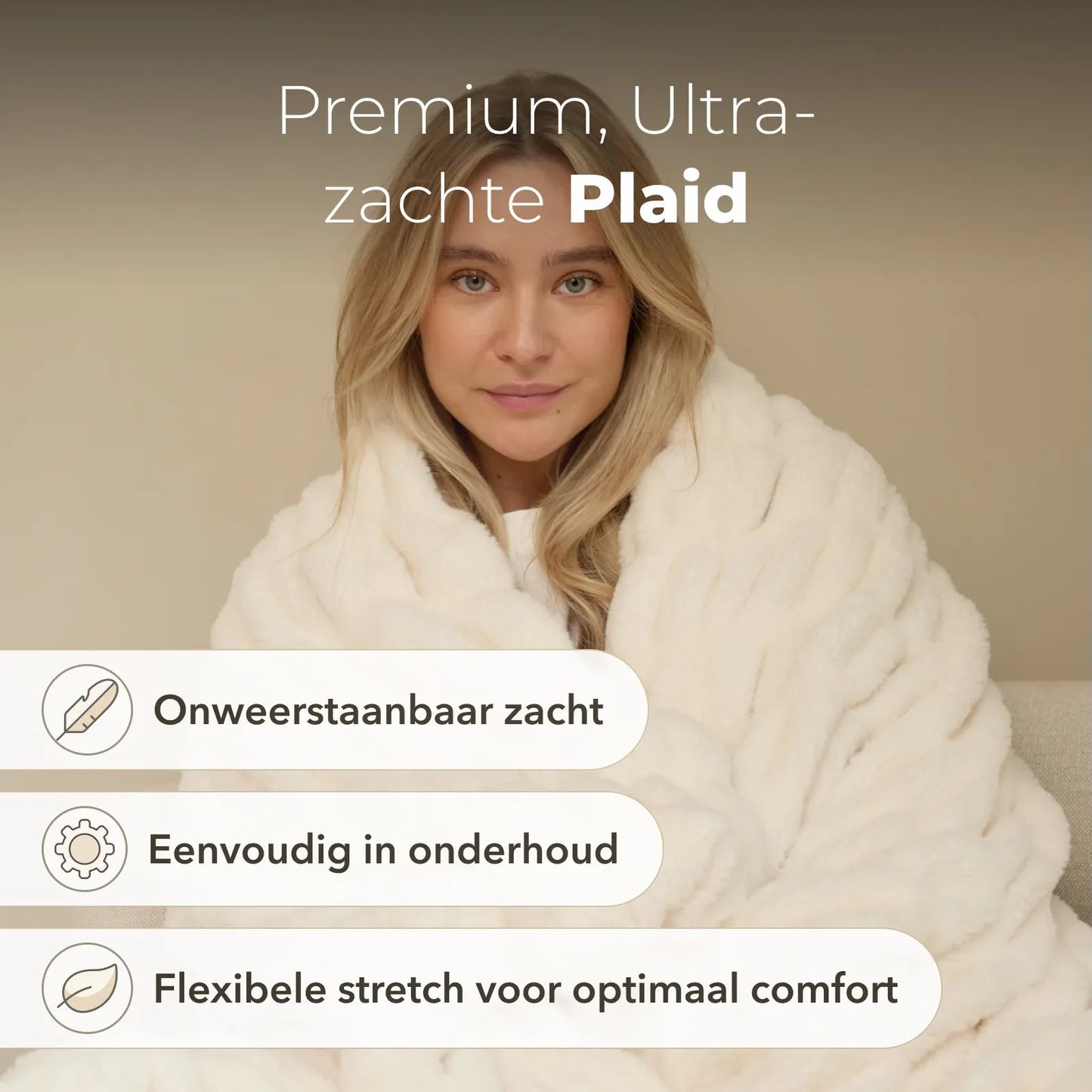 Sjumo Plaid Faux Fur - 150 x 200 cm - Vanilla Cloud - Ultra Soft & Luxurious