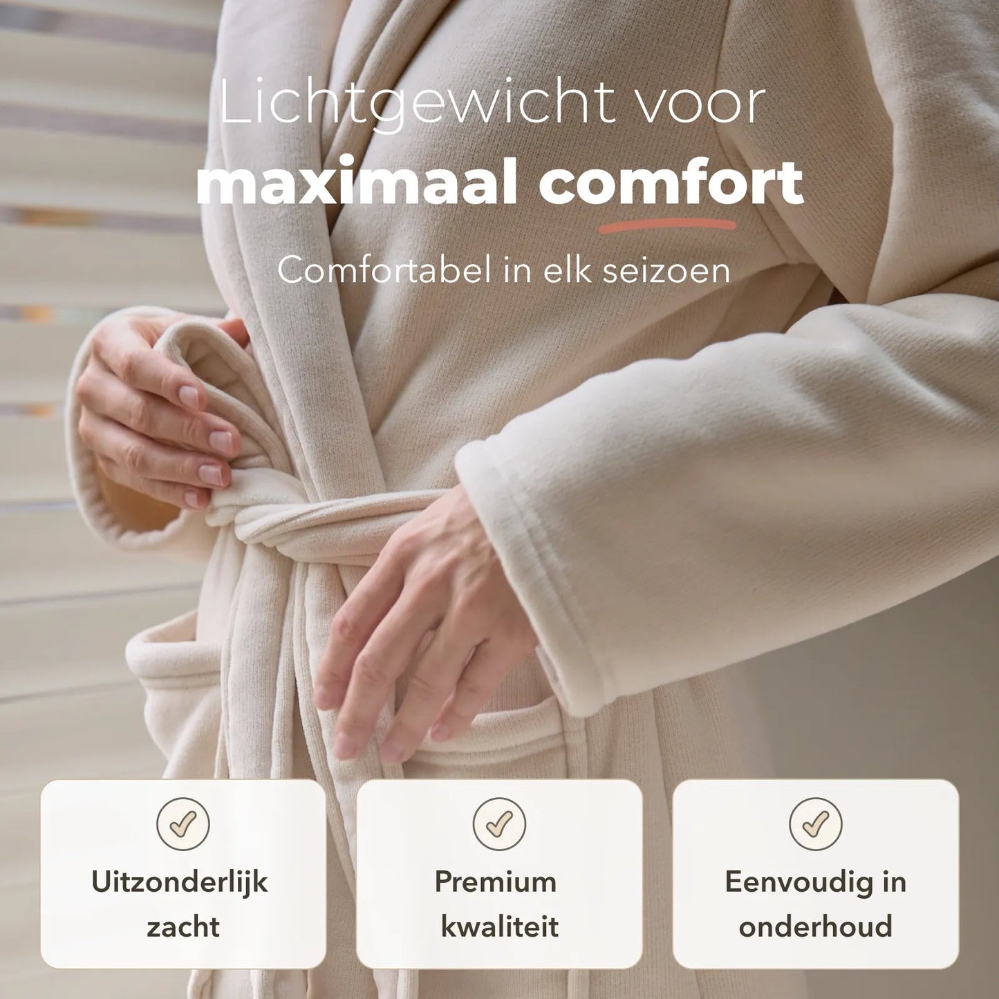 SJUMO Peignoir - Crème d'amande - Taille L/XL - Ultra-doux et durable