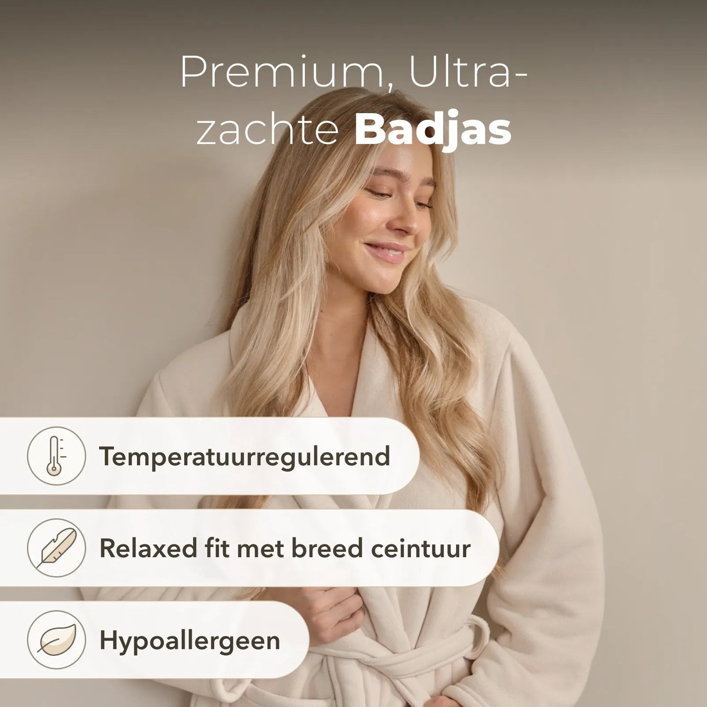 SJUMO Peignoir - Crème d'amande - Taille S/M - Ultra-doux et durable