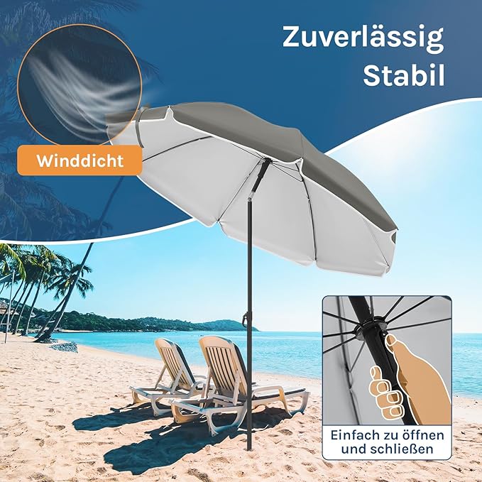 WOLTU GSS0007dgr03 - Parasol de balcon 175 cm - Protection UV UPF 50+ - Réglable et inclinable - Gris foncé
