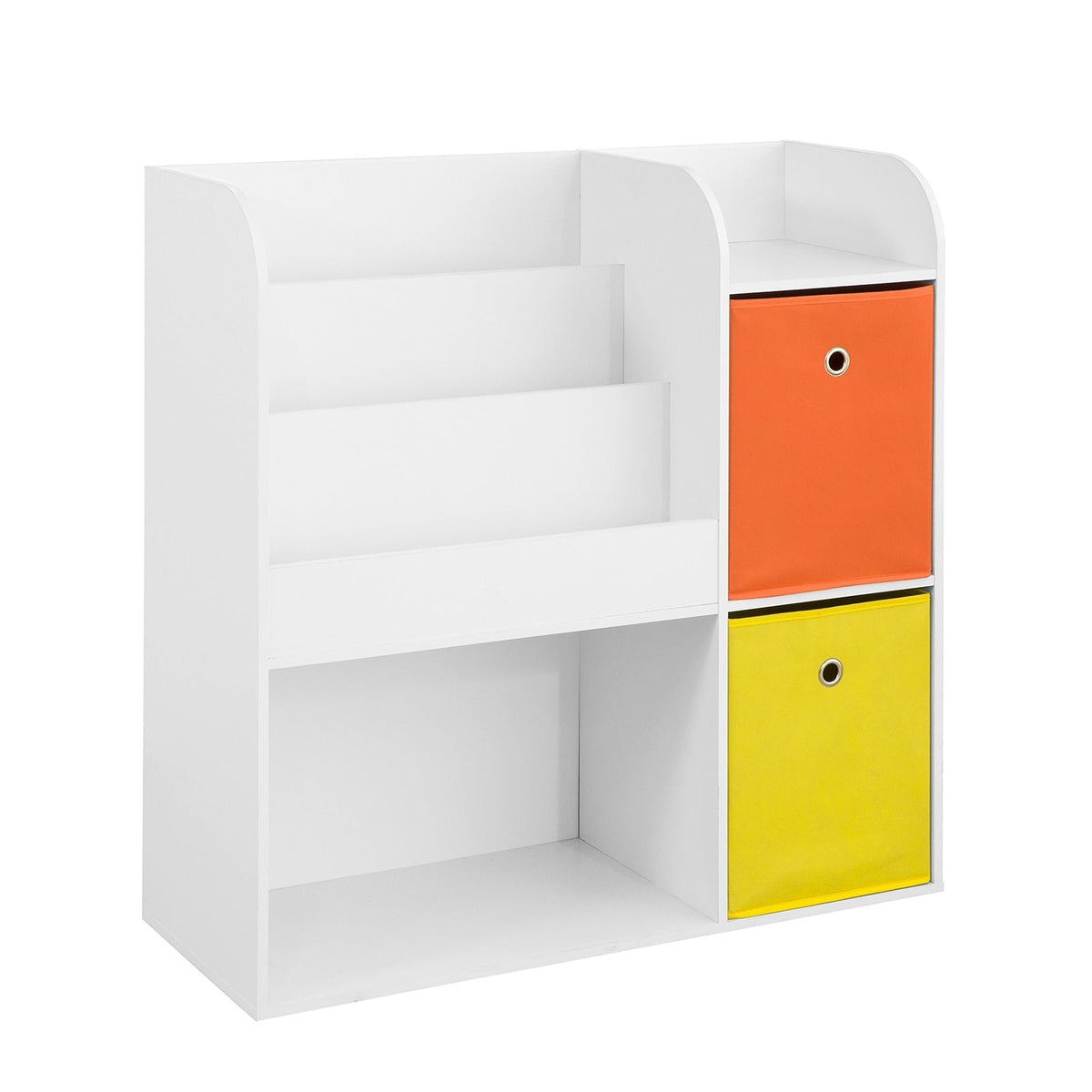 SoBuy Meuble de rangement pour livres et jouets - 2 paniers - 89 x 35 x 88 cm - Blanc