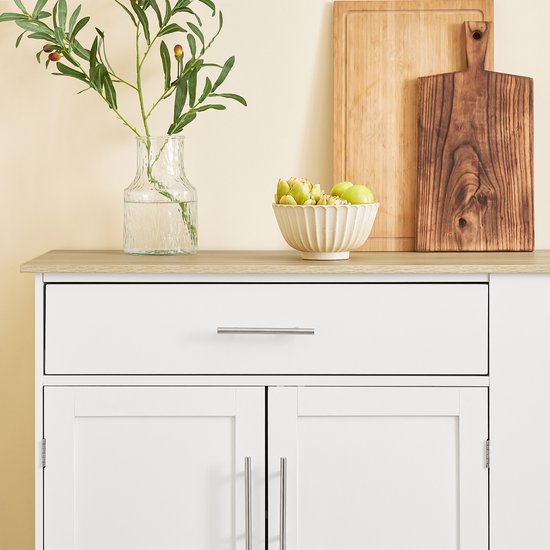 SoBuy îlot de cuisine mobile - chariot de cuisine - armoire de cuisine sur roulettes - pour salle à manger ou cuisine, blanc 99x40x85 cm FKW133-WN