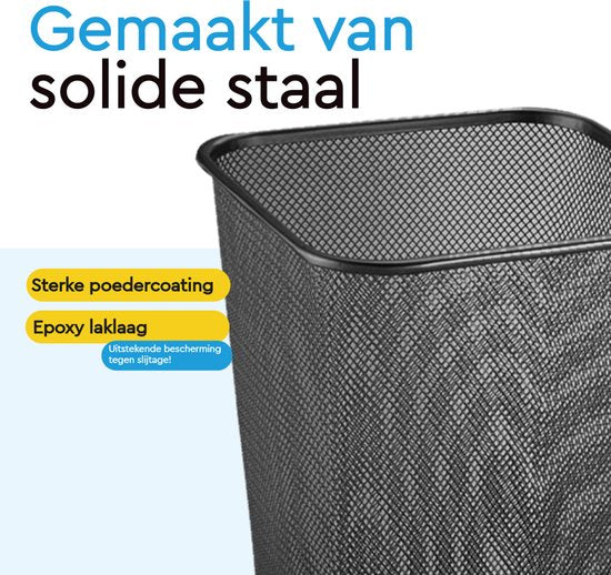 BRASQ 2x Paper Bin Square - Black - 12 Liter - Trash can - Garbage can - Waste bin - Paper basket - Metal - Set of 2