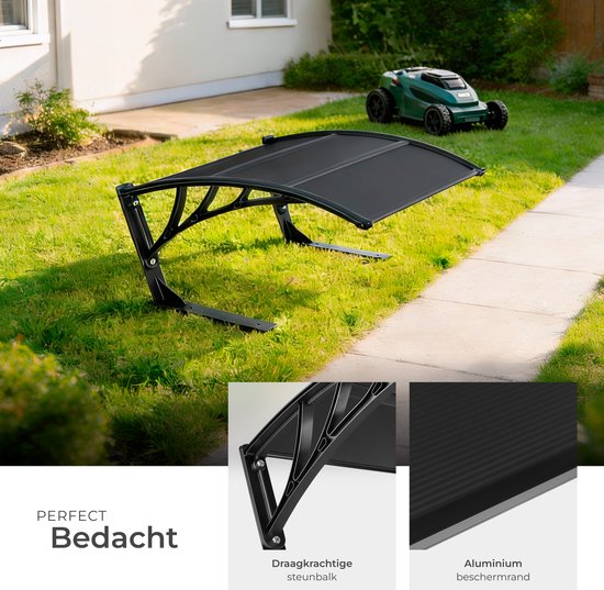 tectake® Garage pour tondeuse à gazon robotisée - Abri pour tondeuse à gazon - Station de recharge pour tondeuse à gazon robotisée - Résistant aux intempéries - 81 x 100 x 48 cm - 4 piquets de sol inclus - Noir