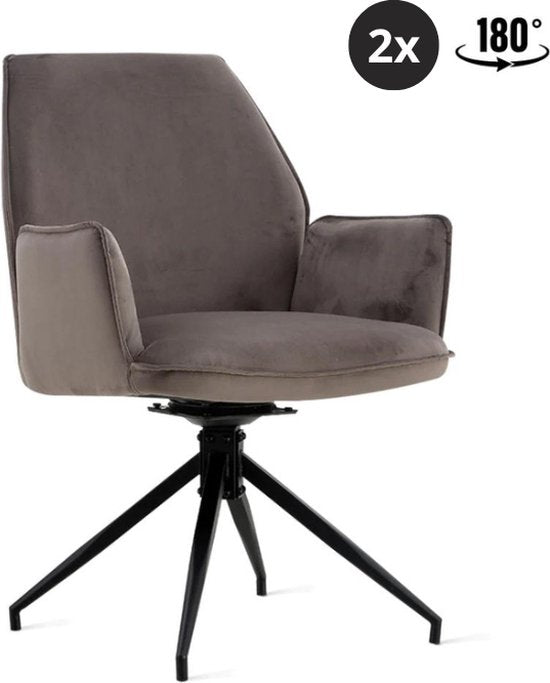 Chaise de salle à manger Jill Velvet Anthracite | Lot de 2