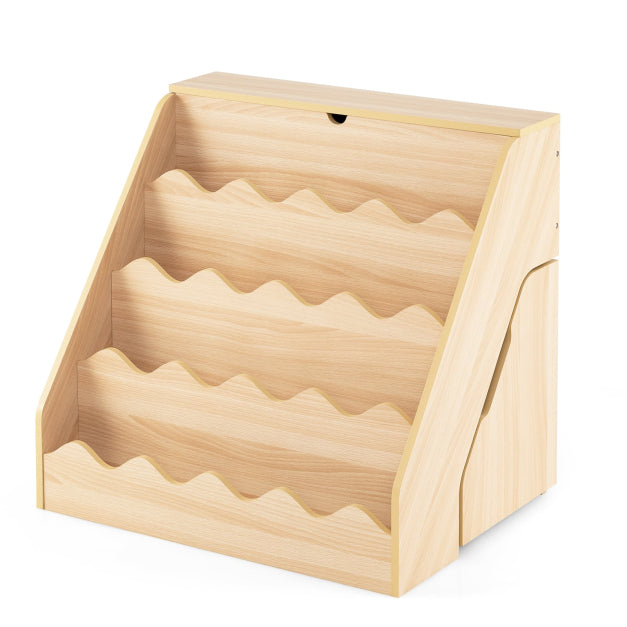 Bibliothèque pour enfants Coast avec bac de rangement sur roulettes – 63 x 49 x 61,5 cm – Naturel