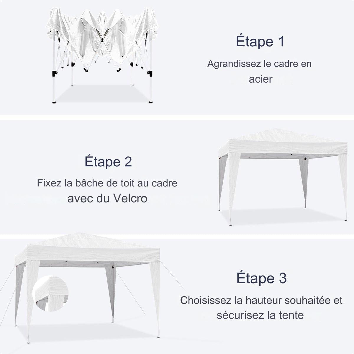 Tonnelle de jardin - LifeGoods - 3x3 m - Pliable - Imperméable - Avec sac de transport - Blanc