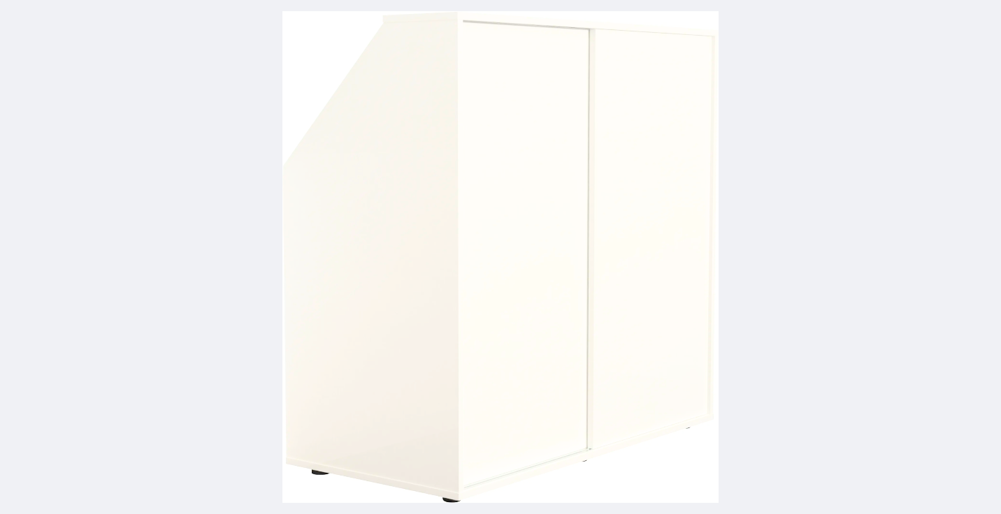 VDD White angled wall cupboard 100×100×50 cm - armoire de rangement compacte pour le grenier ou la chambre à coucher