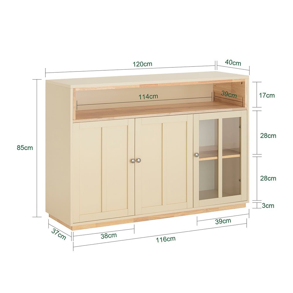 SoBuy Crédence - FSB81-MI- Meuble de cuisine - Max. 70 kg - 120 x 40 x 90 cm - Beige