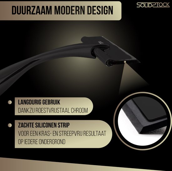 Essuyeur de douche noir en acier inoxydable - Extracteur de douche de luxe - Crochet de suspension sans perçage - Extracteur de douche noir