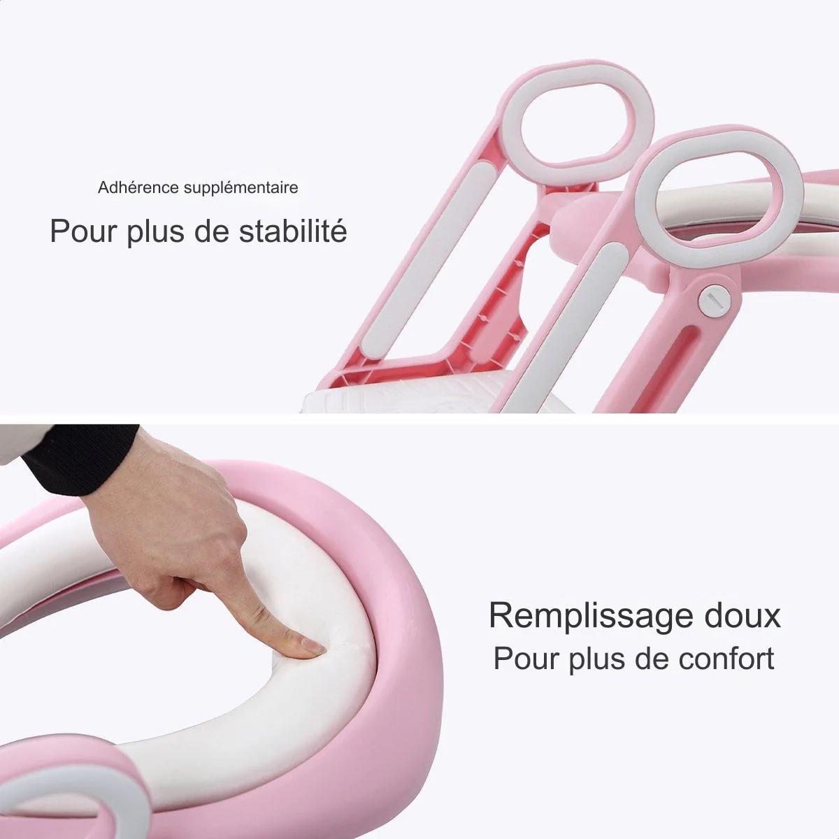 Réducteur de toilettes LifeGoods - Pot pour enfant - 2 à 7 ans - Rose/Blanc