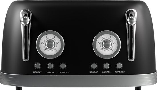 Grille-pain KitchenBrothers - 6 niveaux de chaleur - 4 fentes extra-larges - 815W - Noir