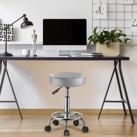 Tabouret de bureau Casaria - tabouret à roulettes - Hauteur Réglable - Rotation à 360° - Gris