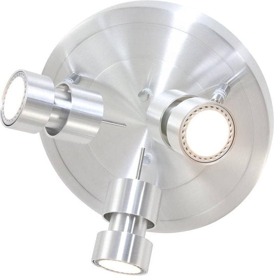 Spot Natasja 7905ST : spot rond en acier à 3 lampes avec ampoules GU10, orientable et à intensité variable avec lumière chaude, Steinhauer, design moderne