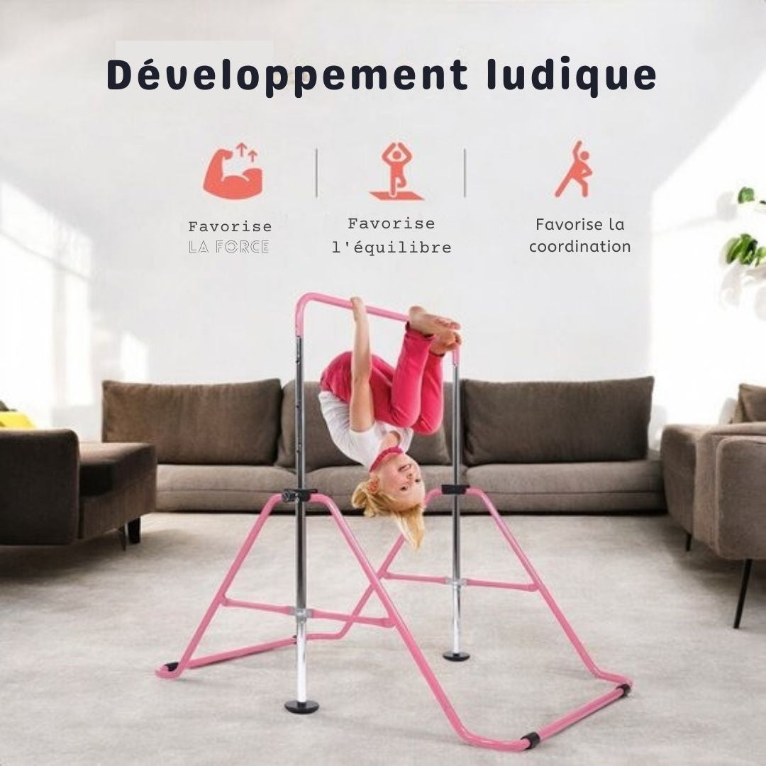 Cadre de gymnastique pliable Proskill- Cadre d'escalade - Réglable en 4 hauteurs - Enfants - Bambin - rose