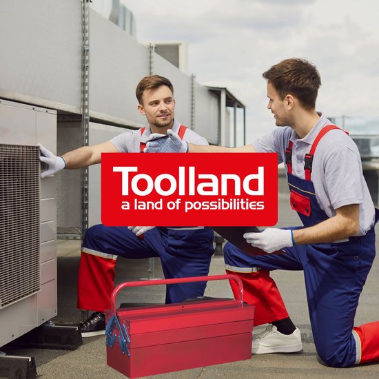 Toolland Boîte à outils, métal, pliable, 5 compartiments, rouge, 530 x 200 x 200 mm