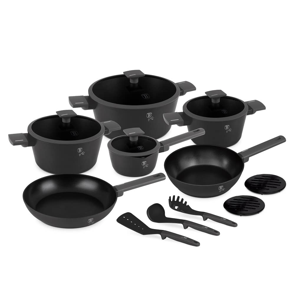 Berlinger Haus BH8141 Batterie de cuisine 15 pièces – Revêtement antiadhésif TitanPro – Induction – Anthracite