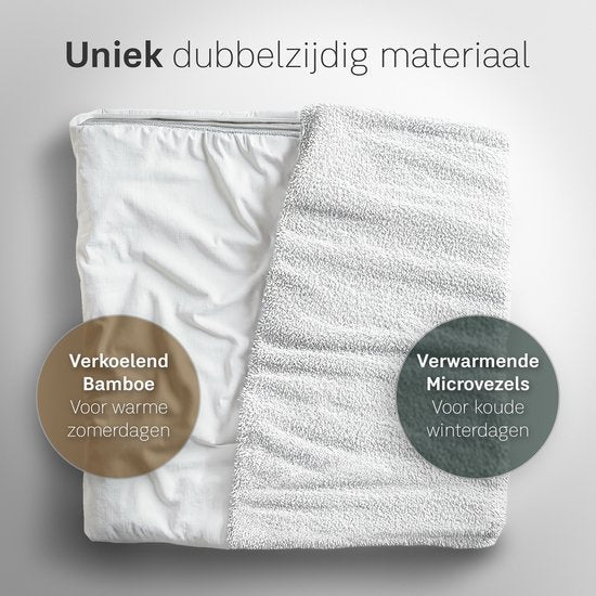 Couverture CozySense® 140x200 - Matériau double face - Pour toutes les saisons - Technologie de fermeture éclair à 360° - Hypoallergénique & OEKO-TEX® - Blanc