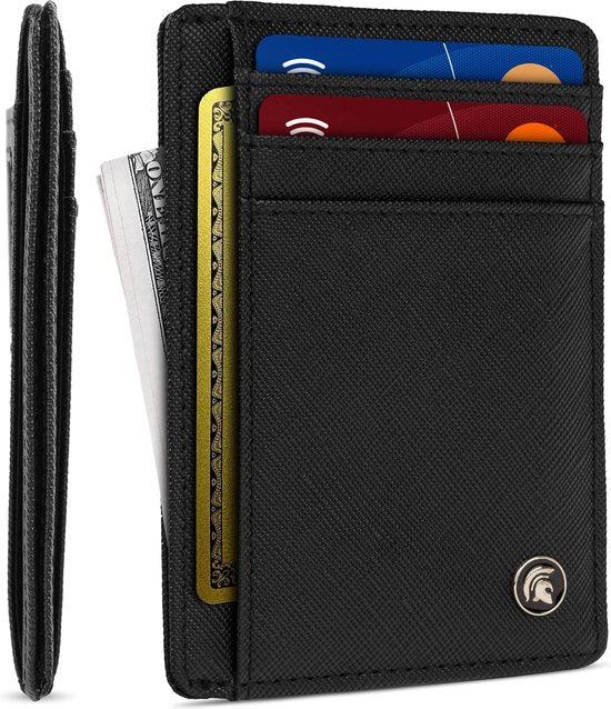 POWR Card Holder Men Black - Etui protecteur de carte bancaire avec antivol - Technologie RFID - 5 à 7 cartes - Porte-cartes en cuir