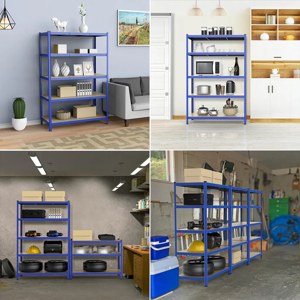 Étagère de rangement Yaheetech Heavy Duty 120 x 60 x 180 cm - Bleu - Étagère métallique à 5 tablettes, capacité de charge de 875 kg