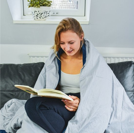 Hoes voor de verzwaringsdeken van Ella | Voor de 7kg en 9kg variant van 150x200cm | Gemaakt van 100% biologisch katoen | Blauw & grijs