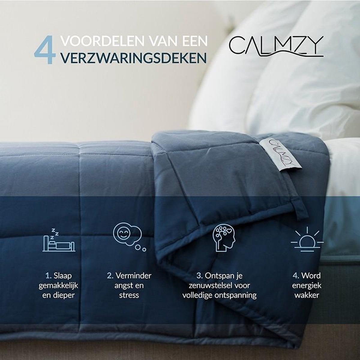 Calmzy verzwaringsdeken 7 KG - Verzwaarde deken - 150 x 200 cm - Donkergrijs