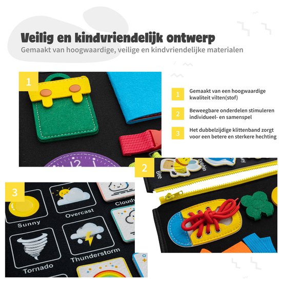 MontiPlay® Montessori Toys - Jouets sensoriels - Tableau d'activités - Tableau d'occupation - Livre d'activités de la maison Montessori - Educatif - Jouets sensoriels - Jouets dinosaures
