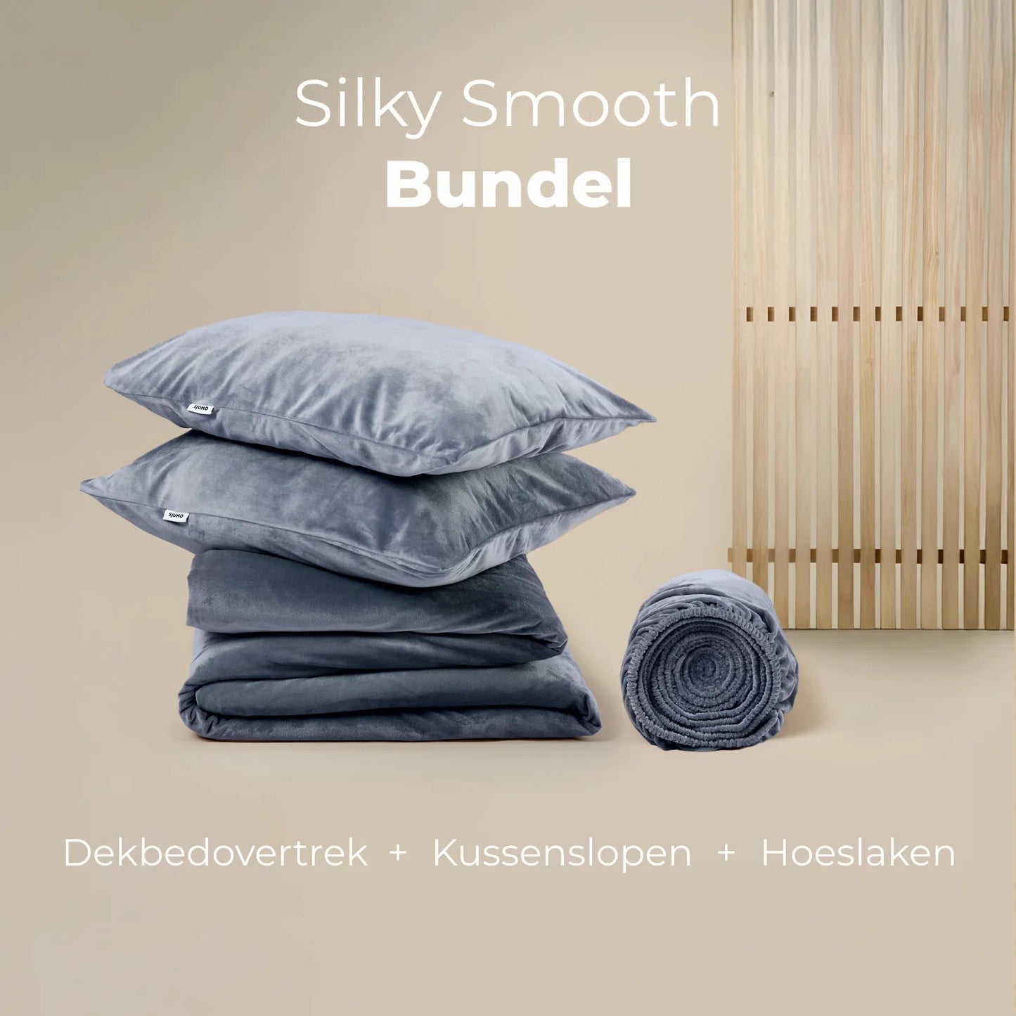 Sjumo Silky Smooth Bundle - Faded Blue - 200x 220 cm + 60 x 70 cm